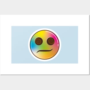 trippy psychedelic vector illustration of emoji face Posters and Art